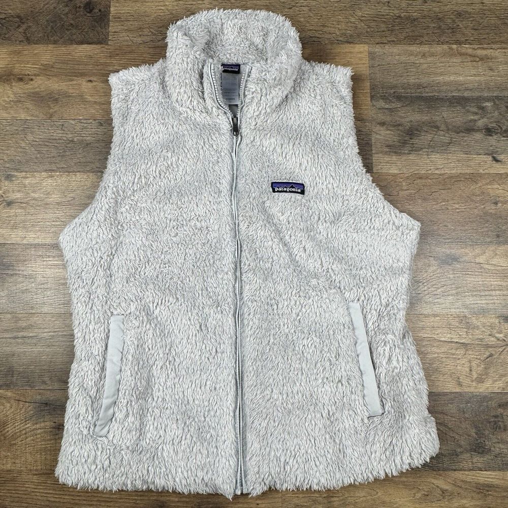 Patagonia Los Gatos Vest Womens L Gray Sherpa Zip Up Fuzzy Teddy Shaggy - Picture 2 of 6